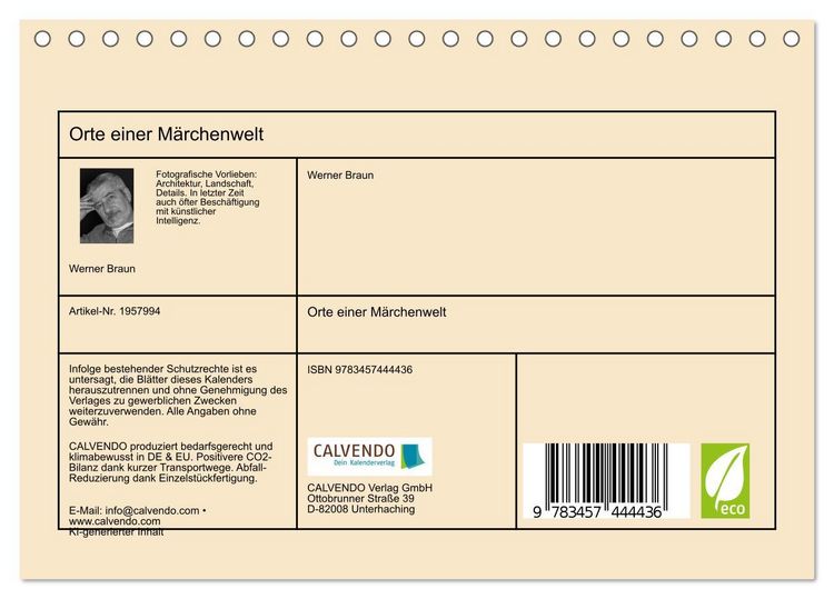 Produktbild: Orte einer M&auml;rchenwelt (Tischkalender 2026 DIN A5 quer), CALVENDO Monatskalender