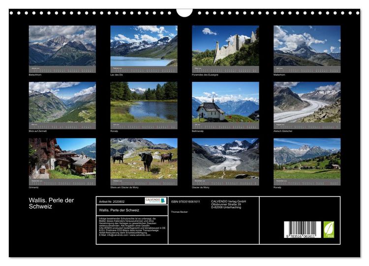 Produktbild: Wallis. Perle der Schweiz (Wandkalender 2026 DIN A3 quer), CALVENDO Monatskalender