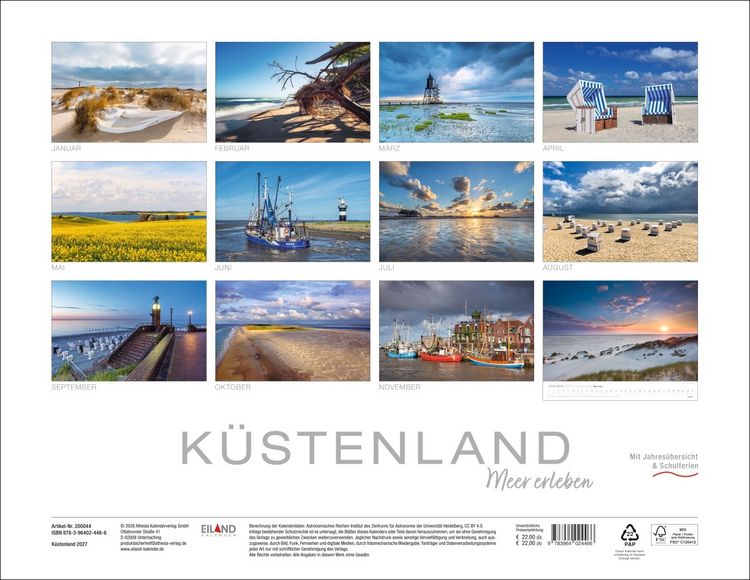 Produktbild: K&uuml;stenland Kalender 2027 - Meer erleben
