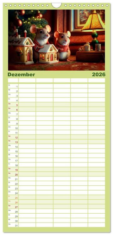 Produktbild: Familienplaner 2026 - M&auml;use Freunde mit 5 Spalten (Wandkalender, 21 x 45 cm) CALVENDO