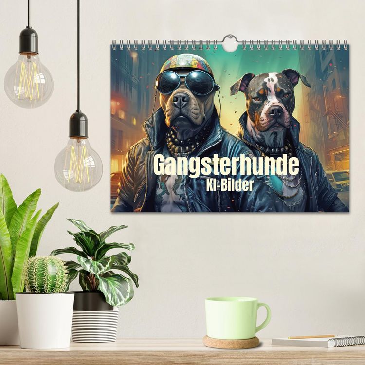 Produktbild: Gangsterhunde - KI-Bilder (Wandkalender 2026 DIN A4 quer), CALVENDO Monatskalender