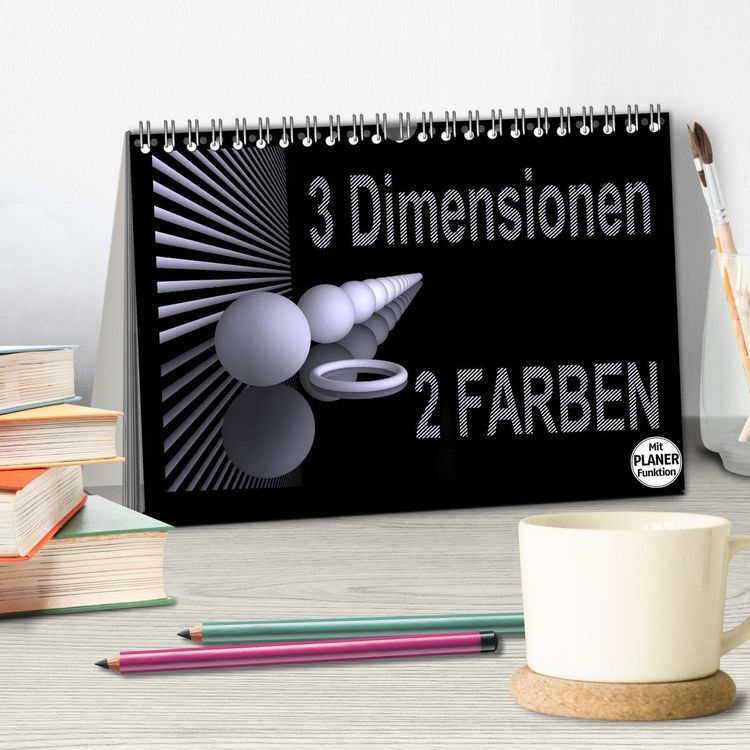 Produktbild: 3 Dimensionen - 2 Farben (Tischkalender 2026 DIN A5 quer), CALVENDO Monatskalender