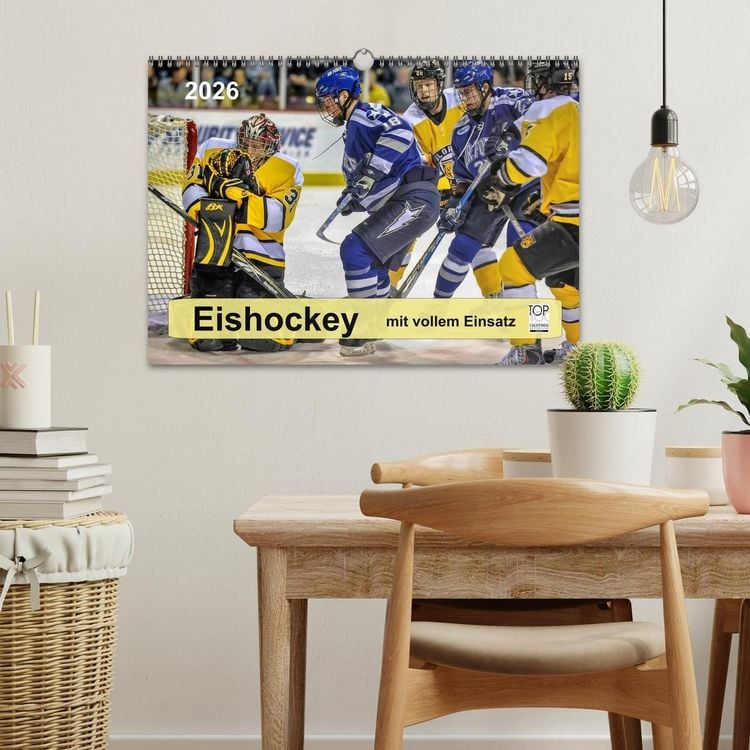 Produktbild: Mit vollem Einsatz - Eishockey (Wandkalender 2026 DIN A3 quer), CALVENDO Monatskalender