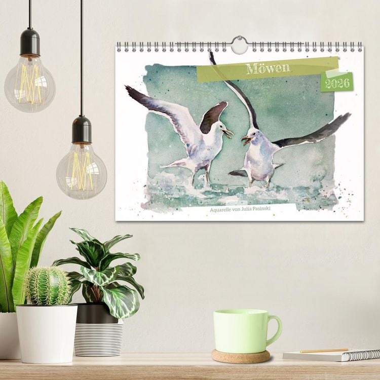 Produktbild: M&ouml;wen - Aquarelle von Julia Pasinski (Wandkalender 2026 DIN A4 quer), CALVENDO Monatskalender