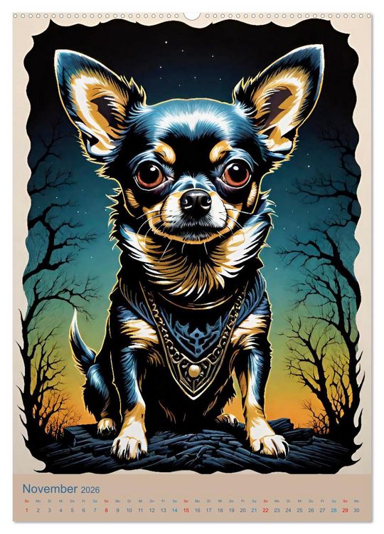 Produktbild: Chihuahuas. Kunstvolle Portr&auml;ts der kleinen Hunde (Wandkalender 2026 DIN A2 hoch), CALVENDO Monatskalender