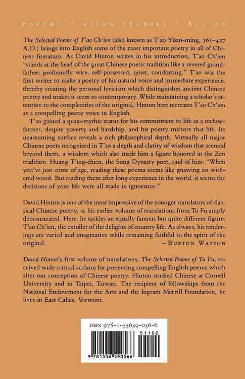 Produktbild: The Selected Poems of T'ao Ch'ien