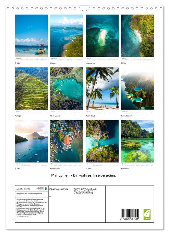 Produktbild: Philippinen - Ein wahres Inselparadies. (Wandkalender 2026 DIN A3 hoch), CALVENDO Monatskalender