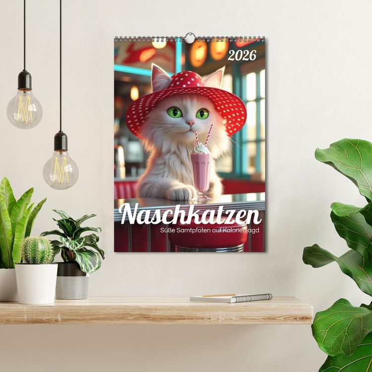 Produktbild: Naschkatzen &ndash; S&uuml;&szlig;e Samtpfoten auf Kalorienjagd (Wandkalender 2026 DIN A3 hoch), CALVENDO Monatskalender