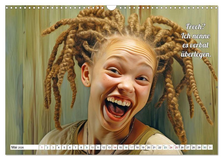 Produktbild: Spr&uuml;che mit Humor - KI-Bilder (Wandkalender 2026 DIN A3 quer), CALVENDO Monatskalender