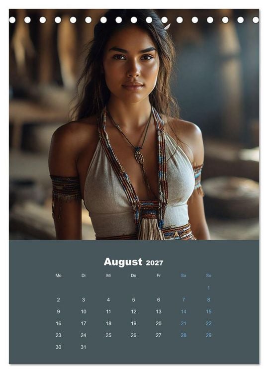 Produktbild: Indianische Sch&ouml;nheiten Kalender: Sinnliche Glamour Frauen in KI Kunst (Tischkalender 2027 DIN A5 hoch), CALVENDO Monatskalender