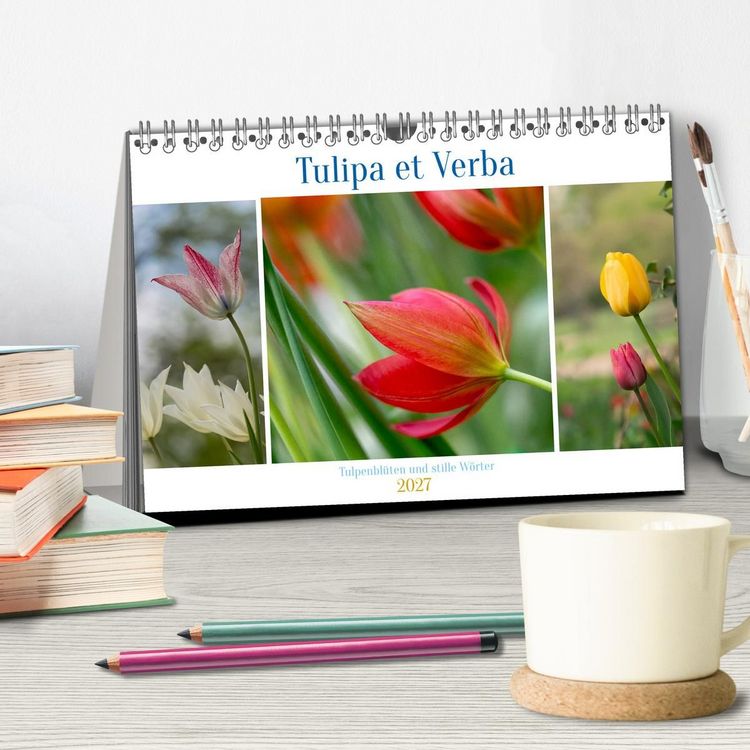 Produktbild: Tulipa et Verba &ndash; Tulpenbl&uuml;ten und stille W&ouml;rter (Tischkalender 2027 DIN A5 quer), CALVENDO Monatskalender