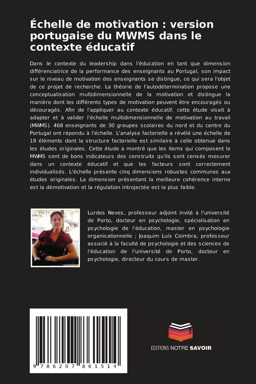Produktbild: &Eacute;chelle de motivation : version portugaise du MWMS dans le contexte &eacute;ducatif