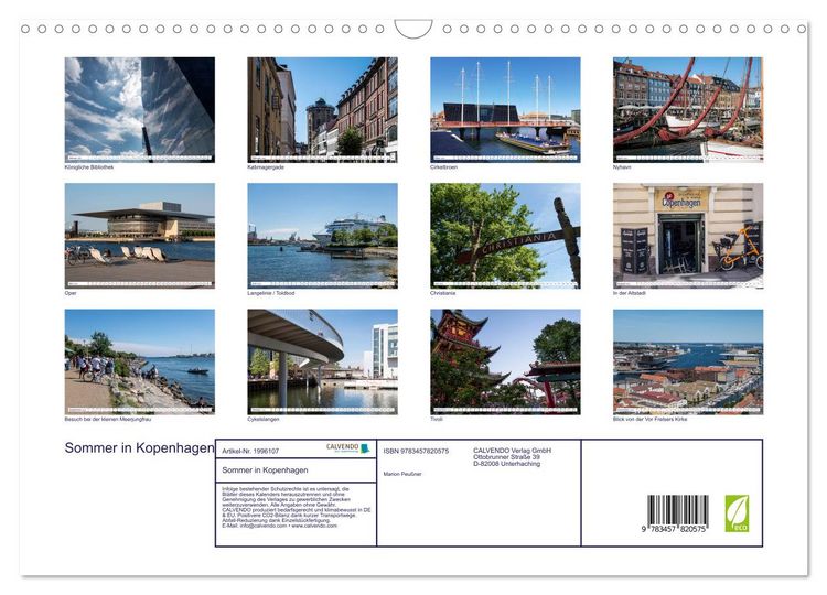 Produktbild: Sommer in Kopenhagen (Wandkalender 2026 DIN A3 quer), CALVENDO Monatskalender
