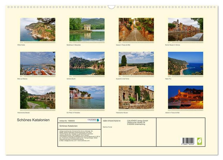 Produktbild: Sch&ouml;nes Katalonien (Wandkalender 2026 DIN A2 quer), CALVENDO Monatskalender