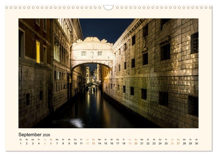 Produktbild: Venedig - Magie bei Nacht (Wandkalender 2026 DIN A3 quer), CALVENDO Monatskalender