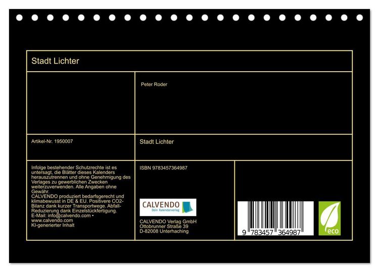Produktbild: Stadt Lichter (Tischkalender 2026 DIN A5 quer), CALVENDO Monatskalender