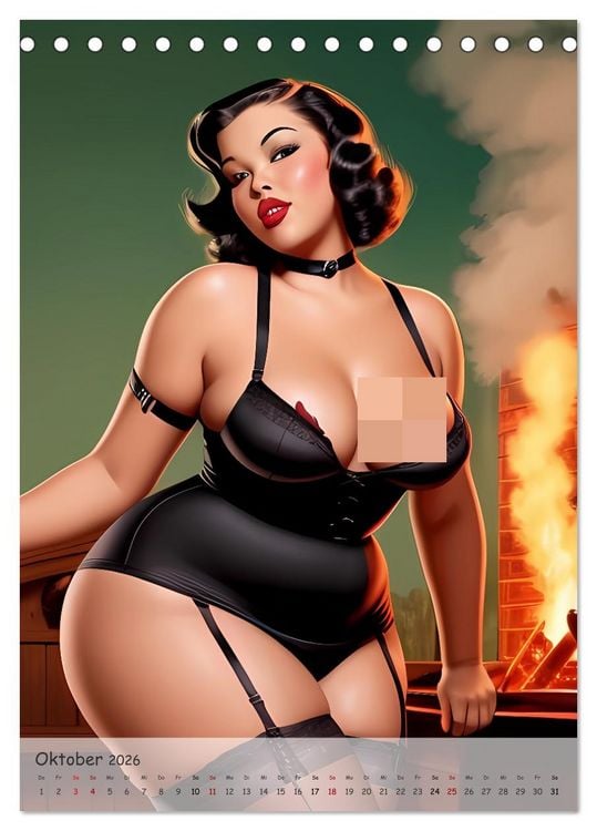 Produktbild: Pin-up Girls - Retro Glamour (Tischkalender 2026 DIN A5 hoch), CALVENDO Monatskalender
