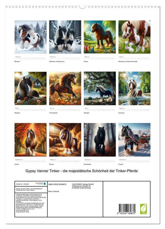 Produktbild: Gypsy Vanner Tinker - die majest&auml;tische Sch&ouml;nheit der Tinker-Pferde (hochwertiger Premium Wandkalender 2026 DIN A2 hoch), Kunstdruck in Hochglanz