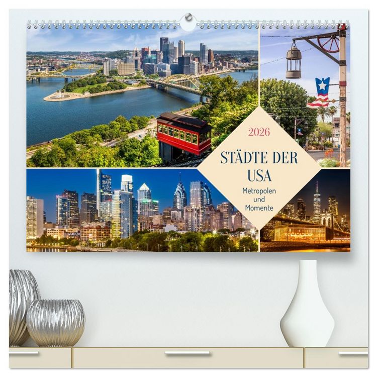 Produktbild: St&auml;dte der USA - Metropolen und Momente (hochwertiger Premium Wandkalender 2026 DIN A2 quer), Kunstdruck in Hochglanz