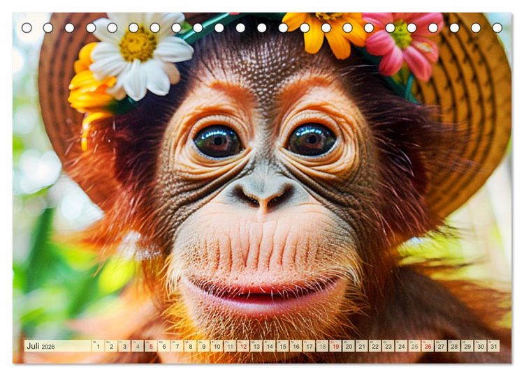 Produktbild: Affige Selfies. Tierisch witziges aus dem Dschungel (Tischkalender 2026 DIN A5 quer), CALVENDO Monatskalender