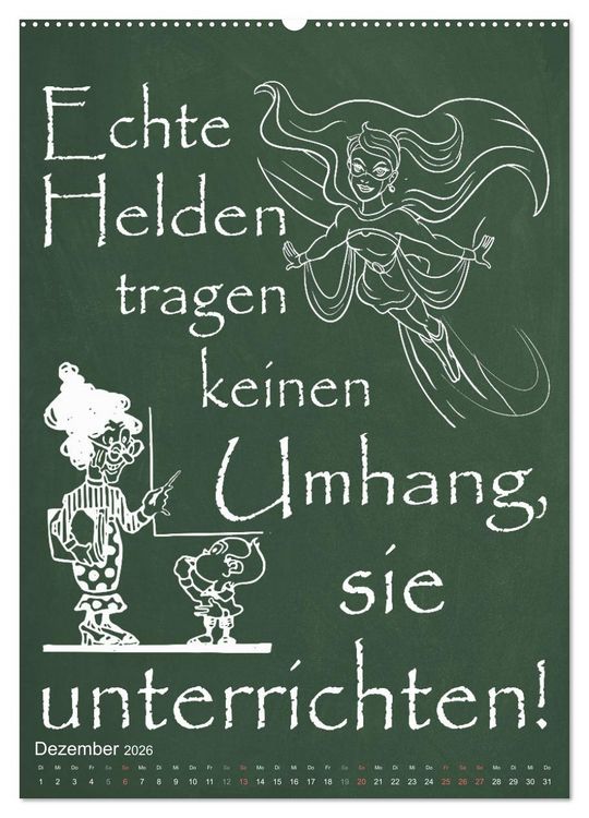 Produktbild: Coole Lehrerspr&uuml;che (Wandkalender 2026 DIN A2 hoch), CALVENDO Monatskalender