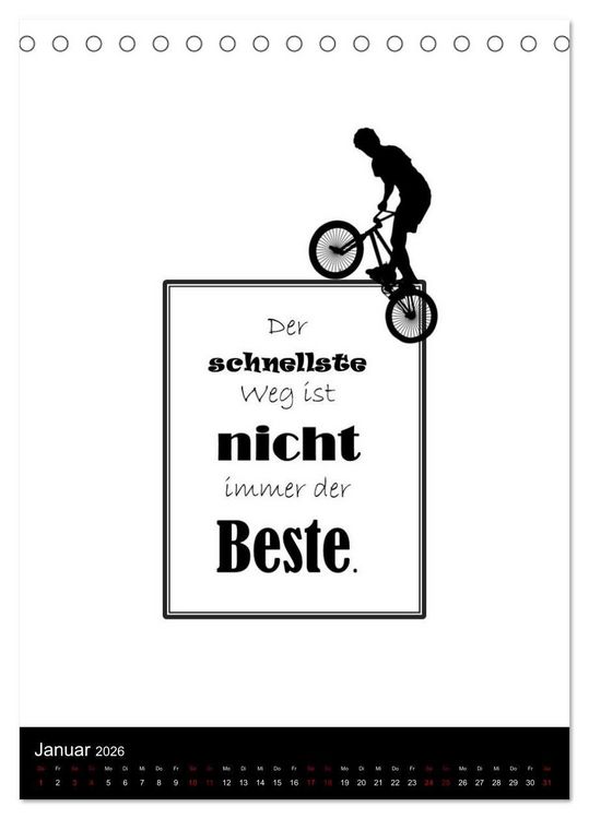 Produktbild: Markante, freche Spr&uuml;che rund ums Radfahren (Tischkalender 2026 DIN A5 hoch), CALVENDO Monatskalender