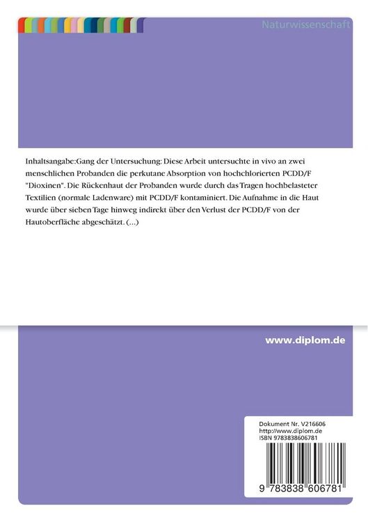 Produktbild: Perkutane Absorption von PCDD und PCDF aus Textilien in den Menschen