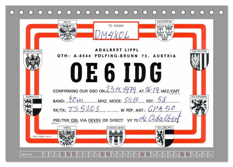 Produktbild: Austria calling - Amateurfunk in &Ouml;sterreich (Tischkalender 2026 DIN A5 quer), CALVENDO Monatskalender