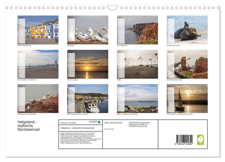Produktbild: Helgoland - idyllische Nordseeinsel (Wandkalender 2026 DIN A3 quer), CALVENDO Monatskalender