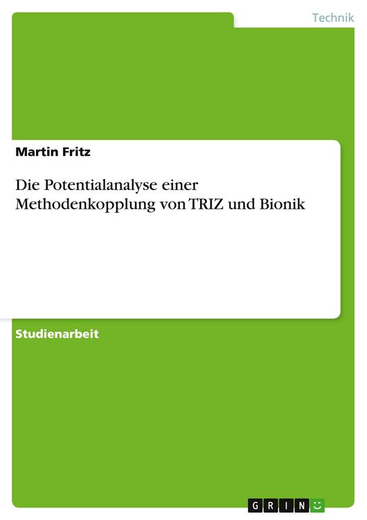Produktbild: Fritz, M: Potentialanalyse einer Methodenkopplung von TRIZ u