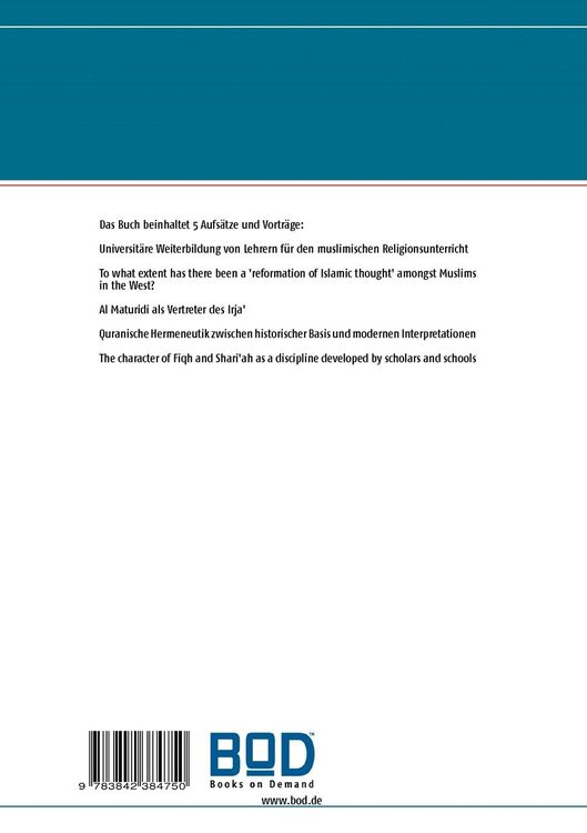 Produktbild: Bereiche muslimischer Dogmatik, Exegese, Identit&auml;t und universit&auml;rer Ausbildung