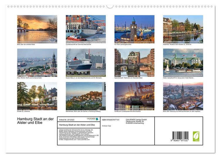 Produktbild: Hamburg Stadt an der Alster und Elbe (hochwertiger Premium Wandkalender 2026 DIN A2 quer), Kunstdruck in Hochglanz