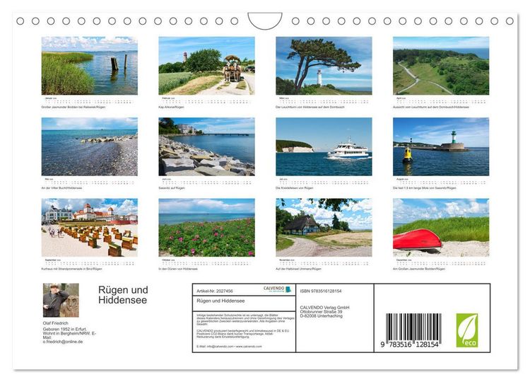 Produktbild: R&uuml;gen und Hiddensee (Wandkalender 2026 DIN A4 quer), CALVENDO Monatskalender