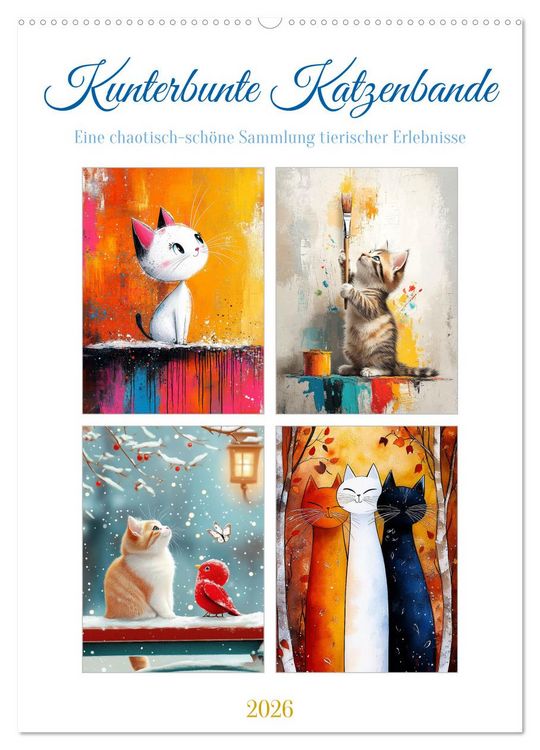 Produktbild: Kunterbunte Katzenbande (Wandkalender 2026 DIN A2 hoch), CALVENDO Monatskalender