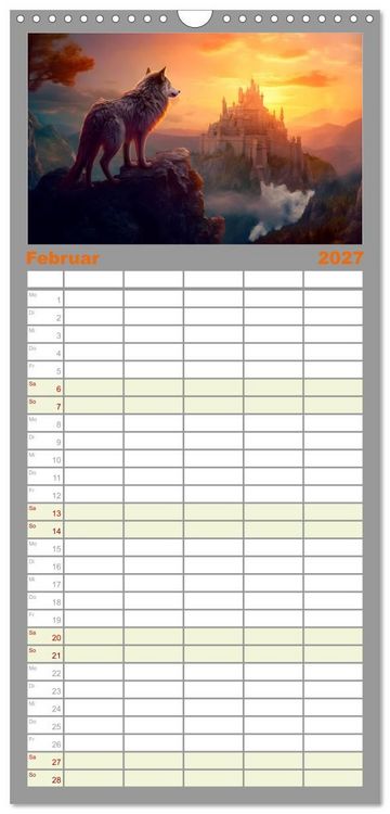 Produktbild: Familienplaner 2027 - Drachent&auml;nzer - Bildgeschichten aus dem Mittelalter mit 5 Spalten (Wandkalender, 21 x 45 cm) CALVENDO