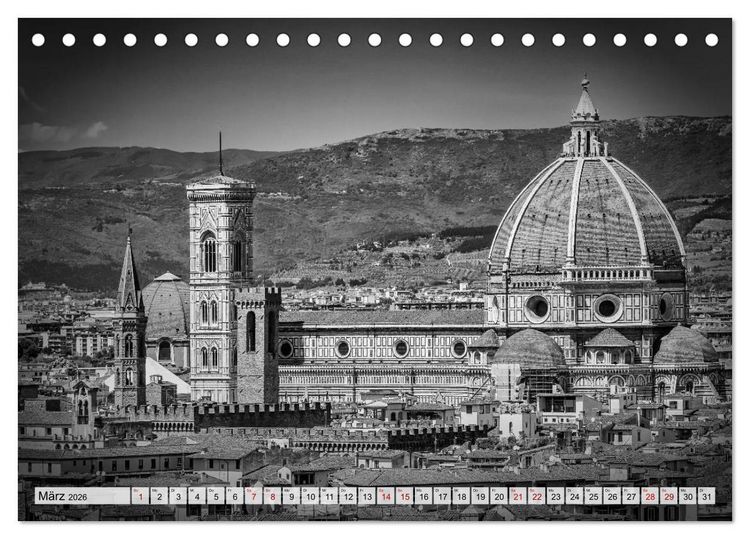 Produktbild: FLORENZ Monochrome Impressionen (Tischkalender 2026 DIN A5 quer), CALVENDO Monatskalender