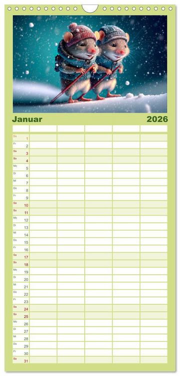 Produktbild: Familienplaner 2026 - M&auml;use Freunde mit 5 Spalten (Wandkalender, 21 x 45 cm) CALVENDO
