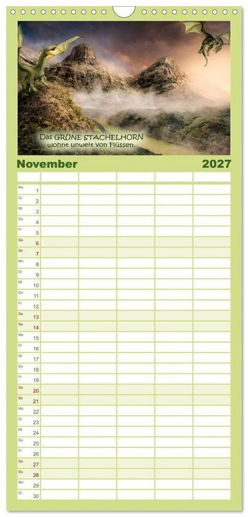 Produktbild: Familienplaner 2027 - Wo die wilden Drachen wohnen mit 5 Spalten (Wandkalender, 21 x 45 cm) CALVENDO