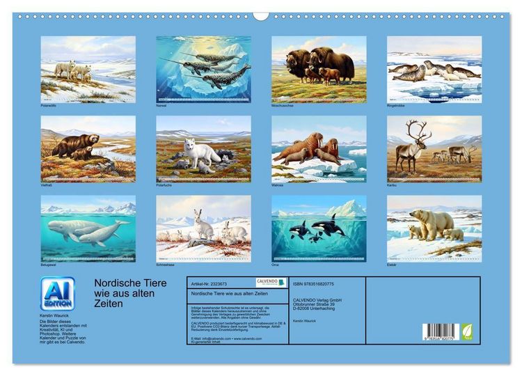 Produktbild: Nordische Tiere wie aus alten Zeiten (Wandkalender 2027 DIN A2 quer), CALVENDO Monatskalender