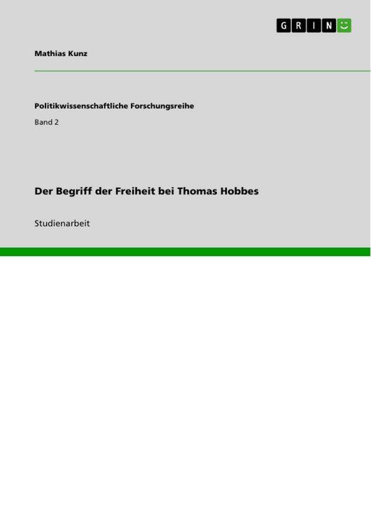 Produktbild: Der Begriff der Freiheit bei Thomas Hobbes