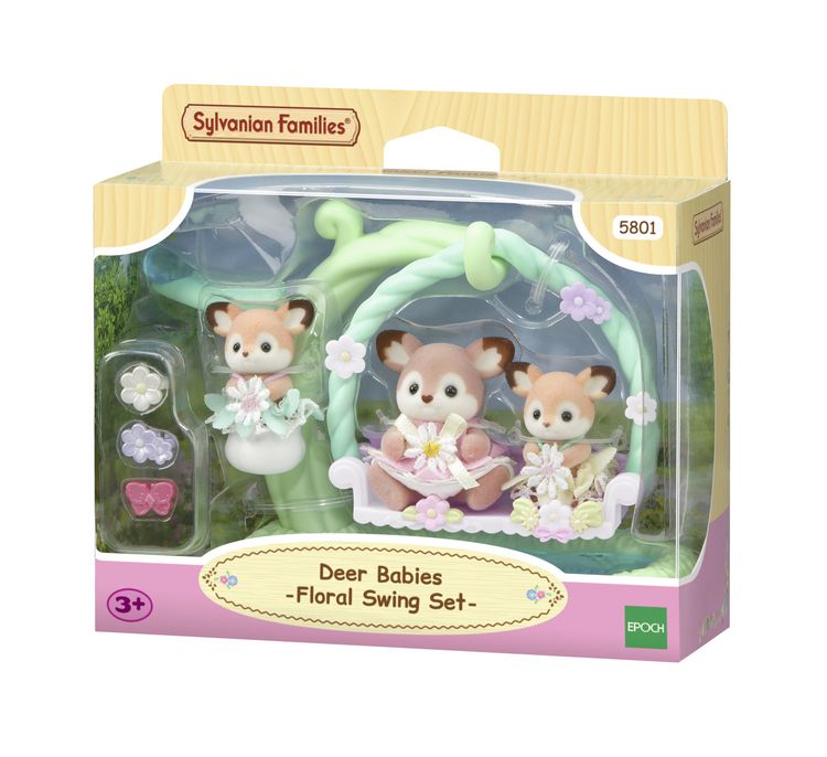 Produktbild: Sylvanian Families 5801 - Deer Babies Floral Swing Set, Reh Babys mit Blumenschaukel, Spielset