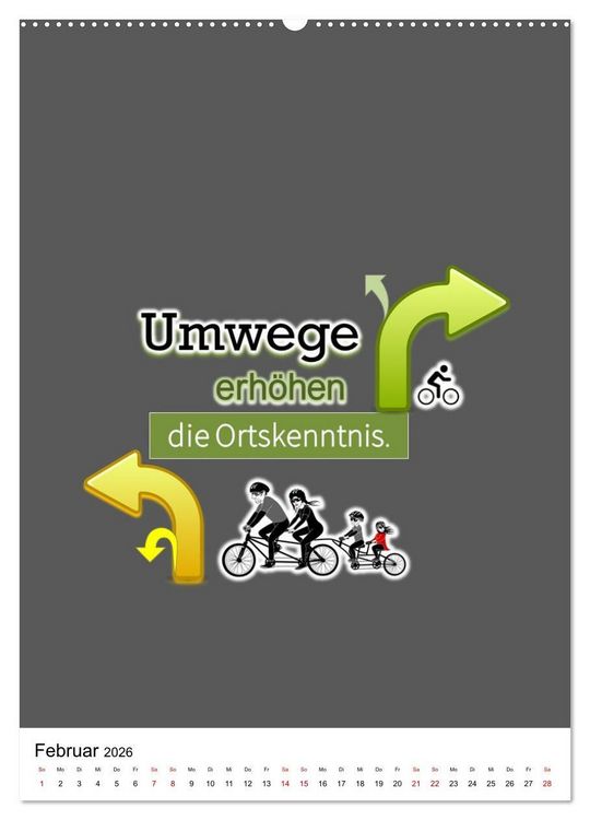 Produktbild: Markante, freche Spr&uuml;che rund ums Radfahren (hochwertiger Premium Wandkalender 2026 DIN A2 hoch), Kunstdruck in Hochglanz