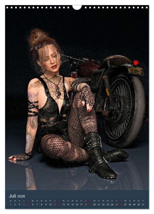 Produktbild: Tattooed Girls and Bikes (Wandkalender 2026 DIN A3 hoch), CALVENDO Monatskalender