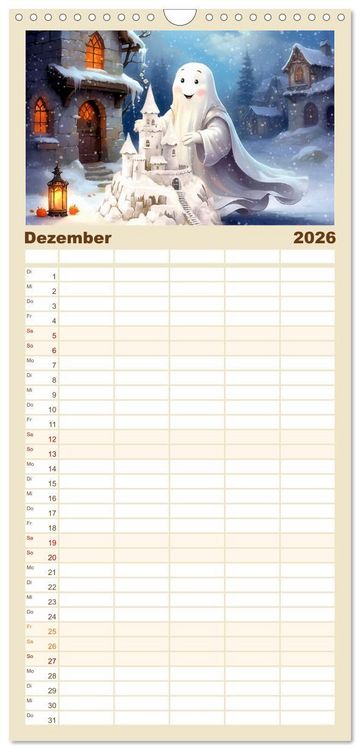 Produktbild: Familienplaner 2026 - Korbinian, der kleine Geist mit 5 Spalten (Wandkalender, 21 x 45 cm) CALVENDO