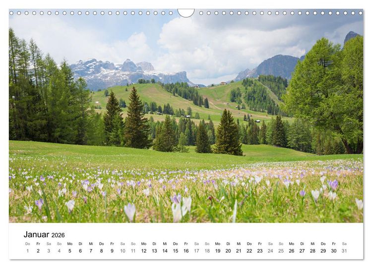 Produktbild: Wanderziele S&uuml;dtiroler Dolomiten - Region Gadertal und Buchenstein (Wandkalender 2026 DIN A3 quer), CALVENDO Monatskalender