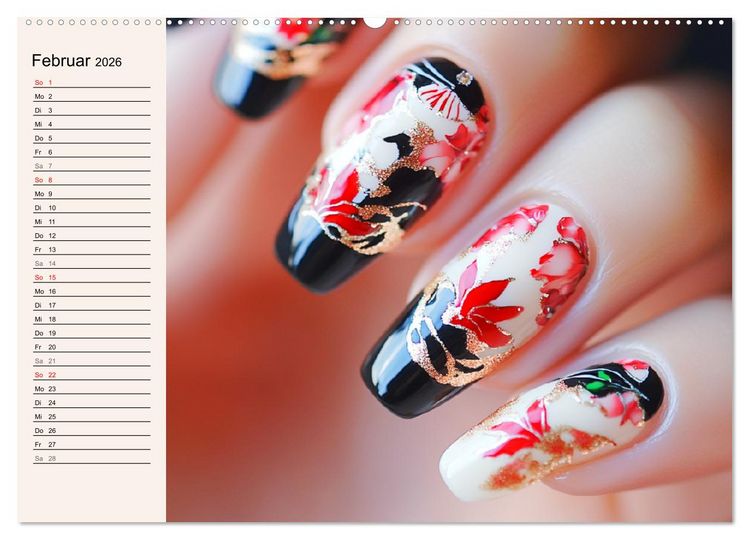 Produktbild: Kreative Nagelkunst. Ausdrucksstarke Designs und Farben (Wandkalender 2026 DIN A2 quer), CALVENDO Monatskalender
