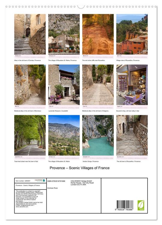 Produktbild: Provence &ndash; Scenic Villages of France (High Quality Premium Wall Calendar 2027 DIN A2 portrait),CALVENDO 12 Month Wall Calendar