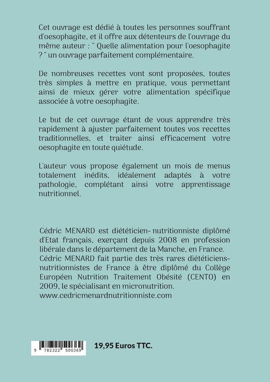 Produktbild: Recettes et menus pour l'oesophagite.