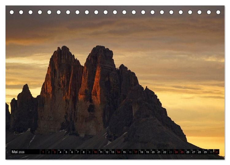Produktbild: Die Drei Zinnen - Unesco Weltnaturerbe (Tischkalender 2026 DIN A5 quer), CALVENDO Monatskalender