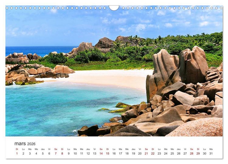 Produktbild: Plages de r&ecirc;ve Seychelles (Calendrier mural 2026 DIN A3 vertical), CALVENDO calendrier mensuel